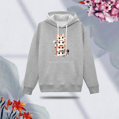 Premium Comfortable (Cats Battalion-Gray) Ladies winter hoodie